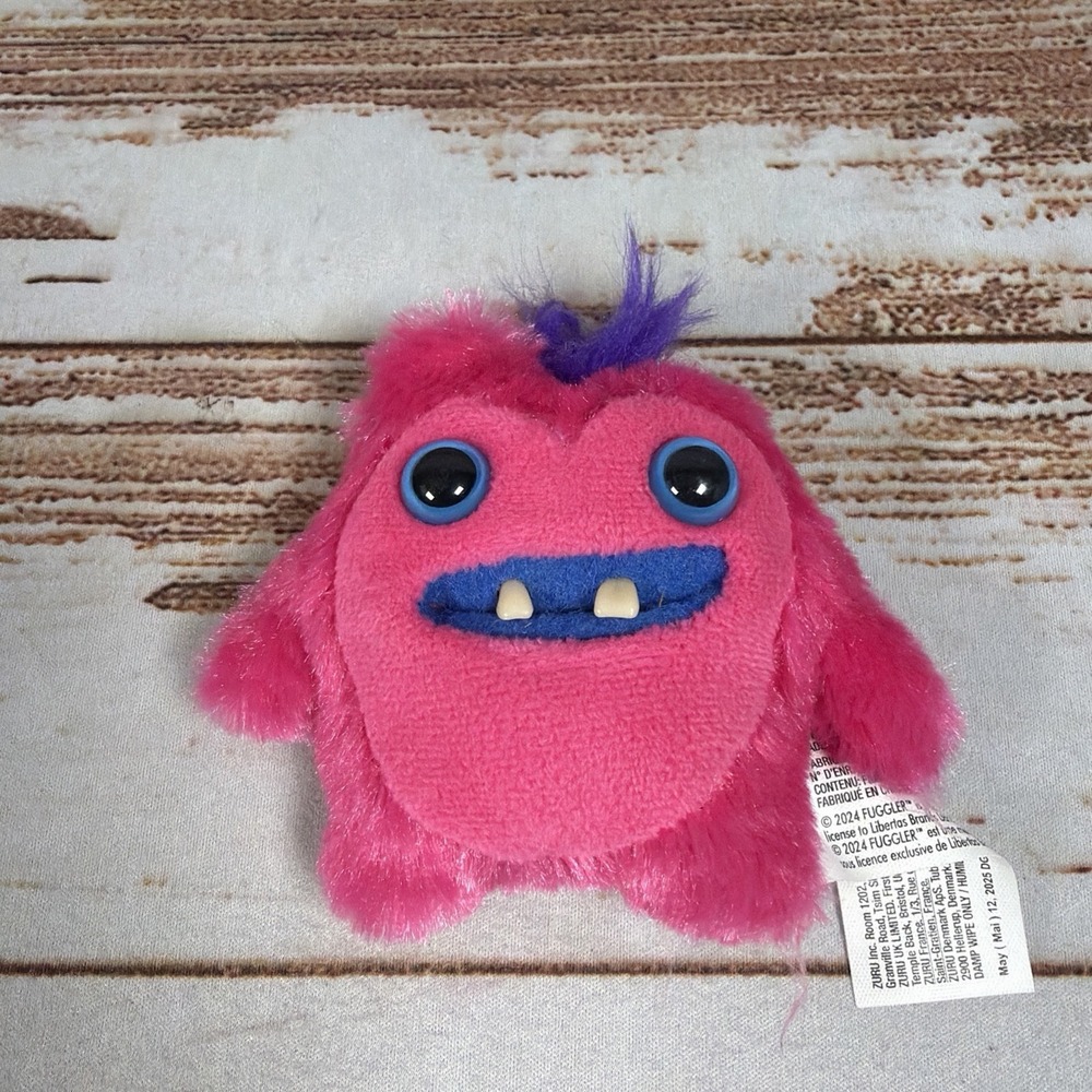 Zuru Fuggler Baby Fugg Pink Greedy Grinner Ugly Monster 3.5" Plush Clip-On Toy